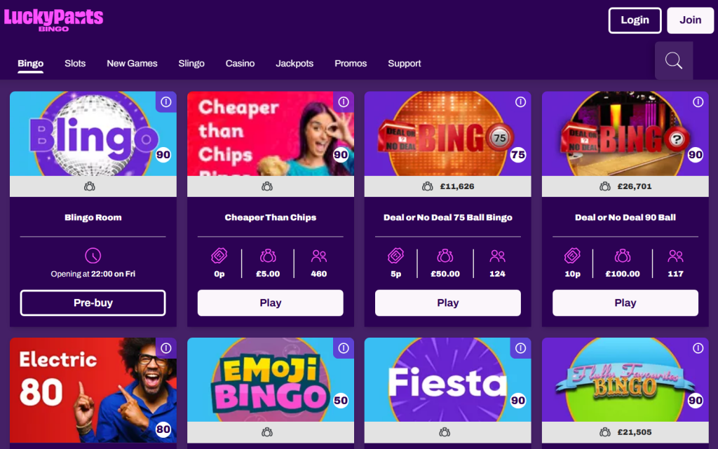 Lucky Pants bingo games