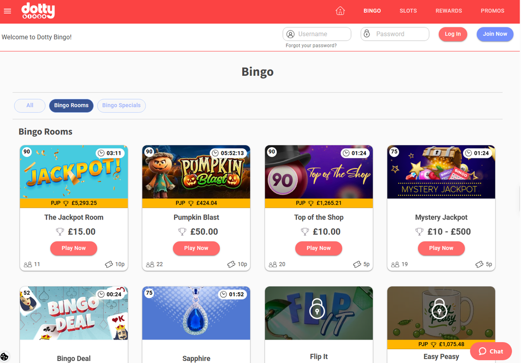 Dotty Bingo rooms and games