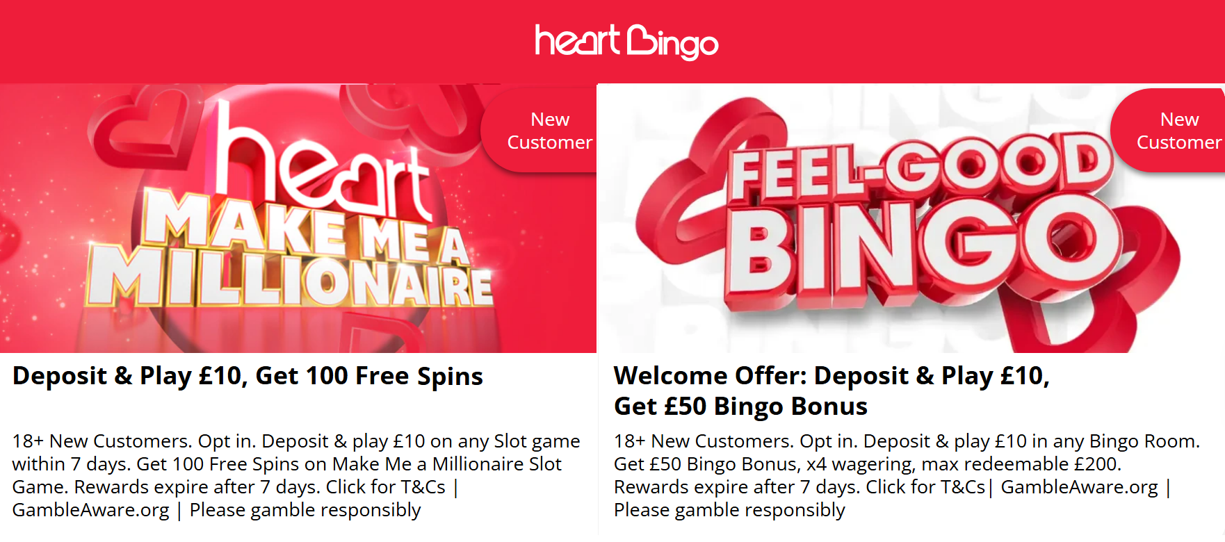 Heart Bingo Sign Up bonus UK