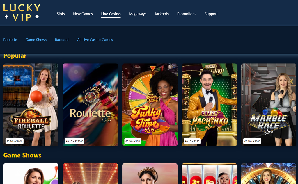 Lucky VIP Live Dealer Games and Game Shows
