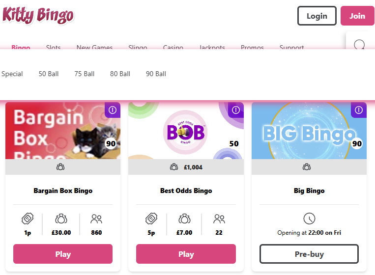 Online bingo sites in UK - Kitty