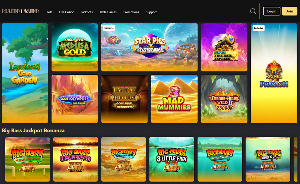 Rialto Casino lobby and games