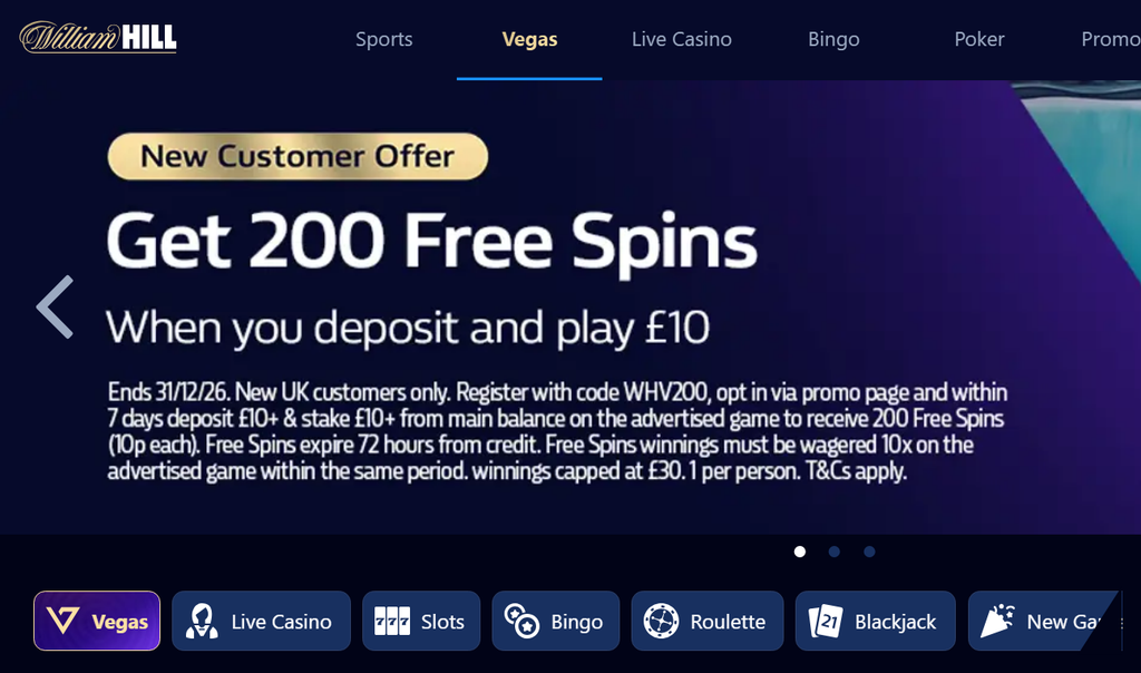 WIlliam Hill Vegas Sign Up Offer