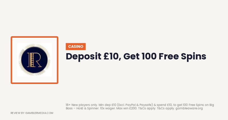 Rialto Casino welcome offer: Deposit £10, Get 100 Free Spins. Reviewed by Gambler Media.