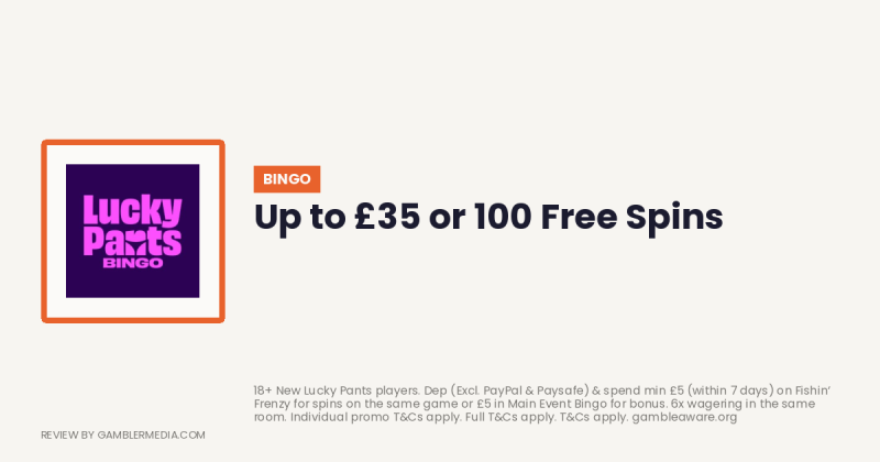 Lucky Pants welcome offer: Up to £35 or 100 Free Spins. Reviewed by Gambler Media.