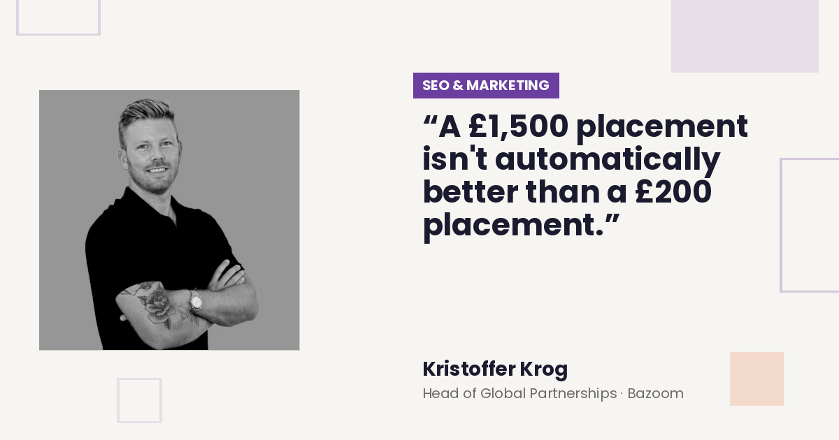 Link building: what a backlink is worth, and where iGaming gets it wrong — by Kristoffer Krog, Head of Global Partnerships · Bazoom
